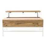 Miliboo - table basse relevable rectangulaire bois manguier massif et métal blanc l110 cm Miliboo - table basse relevable rectangulaire bois manguier massif et métal blanc l110 cm
