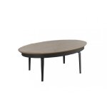Table basse relevable ovale swing 115x65cm ch�ne pied m�tal noir