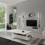 Table basse relevable blanc mat bella 110x70cm piétement en verre Table basse relevable blanc mat bella 110x70cm piétement en verre