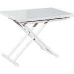 Table basse relevable rectangulaire extensible coloris blanc - longueur 100 x largeur 50 - 100 cm Table basse relevable rectangulaire extensible coloris blanc - longueur 100 x largeur 50 - 100 cm