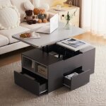 Table basse relevable bois 100x51x47cm table basse extensible salon avec 2 plateaux 2 tiroirs 3 compartiments ... Table basse relevable bois 100x51x47cm table basse extensible salon avec 2 plateaux 2 tiroirs 3 compartiments ...