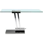 Table basse relevable bravo en verre transparent structure chrom�e
