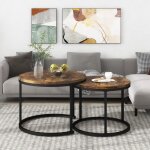 Table basse ronde lot de 2 tables basses salon table dappoint ronde imbrique bois mdf style industriel ...