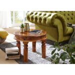 Table basse ronde 60cm - bois massif dacacia laqu� (miel) - oxford 0329