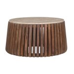 Table basse ronde en bois massif collection delhi diamtre 70cm - style ethnique et design