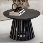 Table basse ronde bois massif noir - wohnling - 60x60x41 cm - salon moderne Table basse ronde bois massif noir - wohnling - 60x60x41 cm - salon moderne