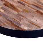 Table basse ronde en bois de teck recycl - kimiss - vintage - noir - mat - 76 x 31 cm