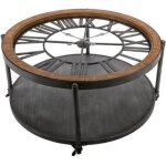 Table basse ronde en m�tal chrono 89cm noir