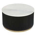 Table basse ronde en marbre blanc et métal noir - diamètre 80 x hauteur 40 cm Table basse ronde en marbre blanc et métal noir - diamètre 80 x hauteur 40 cm