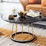 Table basse ronde en métal noir et or wohnling - 80 cm de diamètre - design contemporain Table basse ronde en métal noir et or wohnling - 80 cm de diamètre - design contemporain