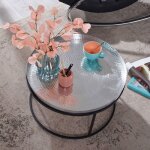 Table basse ronde m�tal wohnling - argent - moderne - 62x62x36cm