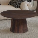 Table basse ronde robuste et lgante en marron fonc - rousseau - miguel - bois massif - 80 cm - salon ...
