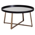 Wohnling table basse ronde or salon table miroir verre table dappoint noir