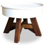 Table basse table de salon ronde bois de récupération massif fabrication à la main 60 x 45 cm blanc Table basse table de salon ronde bois de récupération massif fabrication à la main 60 x 45 cm blanc