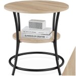 Table basse - tectake - table dappoint saint louis en bois et acier ronde 55 x 56 cm - bois clair / ch�ne ...