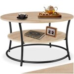 Table basse - tectale - table de salon ronde cromford en bois et acier 80 x 46 cm - bois clair