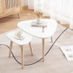 Tables basses triangulaires ovales - kedia - blanc pur - contemporain - design - bois massif - salon