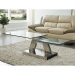 Table basse - vente - unique - oyrus - plateaux pivotants - verre tremp & mtal