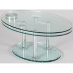Table basse verre ovale articule - pegane - gris - ovale - mtal - verre