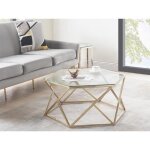 Table basse en verre tremp� et acier inoxydable - dor� - keriane