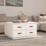 Table basse - vidaxl - 80x80x45 cm - bois massif de pin - couleur blanche - montage facile Table basse - vidaxl - 80x80x45 cm - bois massif de pin - couleur blanche - montage facile
