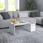 Table basse - vidaxl - blanc - rectangulaire - laqu� - 90x45x35 cm