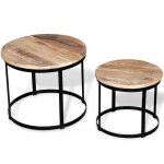 Vidaxl table basse 2 pcs bois de manguier brut rond 40 / 50 cm Vidaxl table basse 2 pcs bois de manguier brut rond 40 / 50 cm