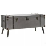 Table basse vintage en forme de coffre de voyage - gototop - mdf et aluminium - gris - rectangulaire