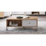 Table basse - vivaldi - bilbao bl11 - chne clair - mtal noir - carre