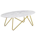 Table basse - wohnling - blanc - 120 x 40 x 60 cm - aspect marbre Table basse - wohnling - blanc - 120 x 40 x 60 cm - aspect marbre