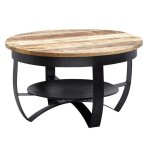 Table basse - wohnling - ronde - noir - bois massif - 60 x 34 x 60 cm