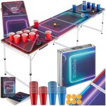 Table de beer pong - tectake - table beer wars i avec clairage led en aluminium avec 100 gobelets 6 ...
