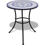 Vidaxl table mosaque 60 cm bleu / blanc table dappoint sellette support plantes 41530