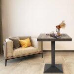 Table de bistrot carr�e - homewell - 60 x 60 cm - style r�tro - bois et m�tal - 2 places