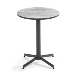 Table bistrot ronde en acier et c�ramique effet bois gris - oviala