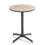 Table bistrot ronde en acier et cramique effet bois - oviala