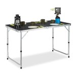 Relaxdays table camping pliable 120 chaises r�glable en hauteur 120x60 cmalu mdfgris / argent