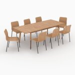 Table et chaises de jardin 8 personnes bois r�sine tress�e naturelle - tunga - rendez - vous d�co