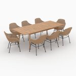 Table et chaises de jardin 8 personnes en bois de teck r�sine tress�e - carmela - rendez - vous d�co