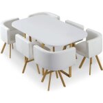 Table de repas & 6 chaises design normi 150cm blanc