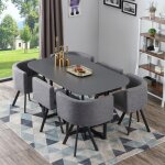 Table de repas & 6 chaises design normi 150cm gris