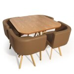 Ensemble table de repas & 4 chaises design norway taupe