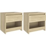 Table de chevet - vidaxl - ch�ne sonoma - 2 pcs - 40x30x39 cm - 1 tiroir et 1 compartiment