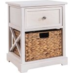 Table de chevet cheyenne petite commode de nuit avec 1 tiroir et 1 panier tress� en bois de paulownia ...