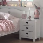 Table de chevet enfant - paris prix - amori - 3 tiroirs - mdf laqu - blanc