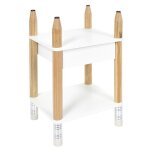 Table de chevet enfant crayon 51cm blanc & beige Table de chevet enfant crayon 51cm blanc & beige