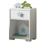 Table de chevet enfant - table de nuit coloris blanc - hauteur 56 x longueur 40 x profondeur 33 cm