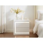Table de chevet côté gauche avec 2 tiroirs - avec leds - blanc laqué - flarancia Table de chevet côté gauche avec 2 tiroirs - avec leds - blanc laqué - flarancia