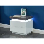 Table de chevet - 2 tiroirs - mdf laqu - avec leds - coloris : blanc et bton - halo ii