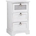Table de chevet irma petite commode de nuit avec 3 tiroirs en bois paulownia blanc style shabby chic ...
